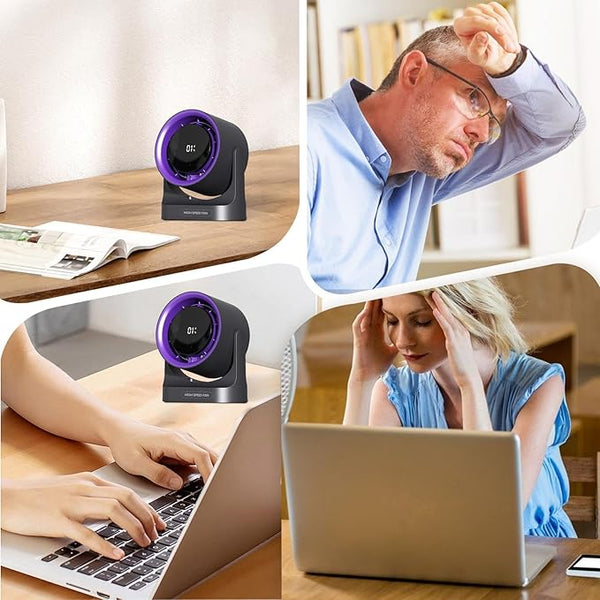 AeroGlow Bladeless Fan – Quiet High-Speed Cooling with LCD Display, Remote Control, USB Rechargeable