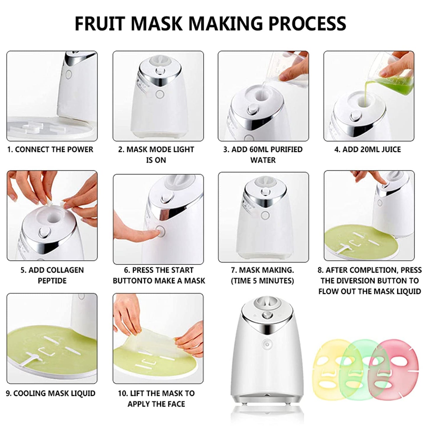 Face Mask Maker Machine Facial Treatment DIY Automatic Fruit Natural Vegetable Collagen Home Use Beauty Skin SPA Care