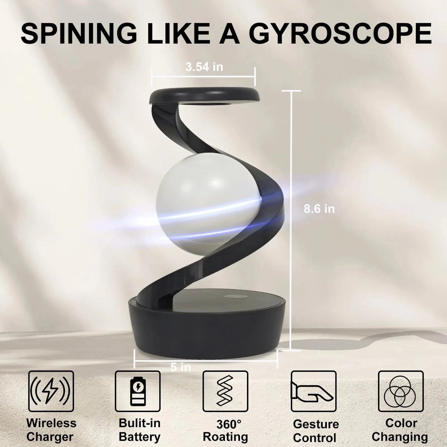 Rotating Moon Desk Lamp With Phone Wireless Charging Sensor Control Table Lamps Decorative Desktop Lamp Small Night Lamp Home Decor