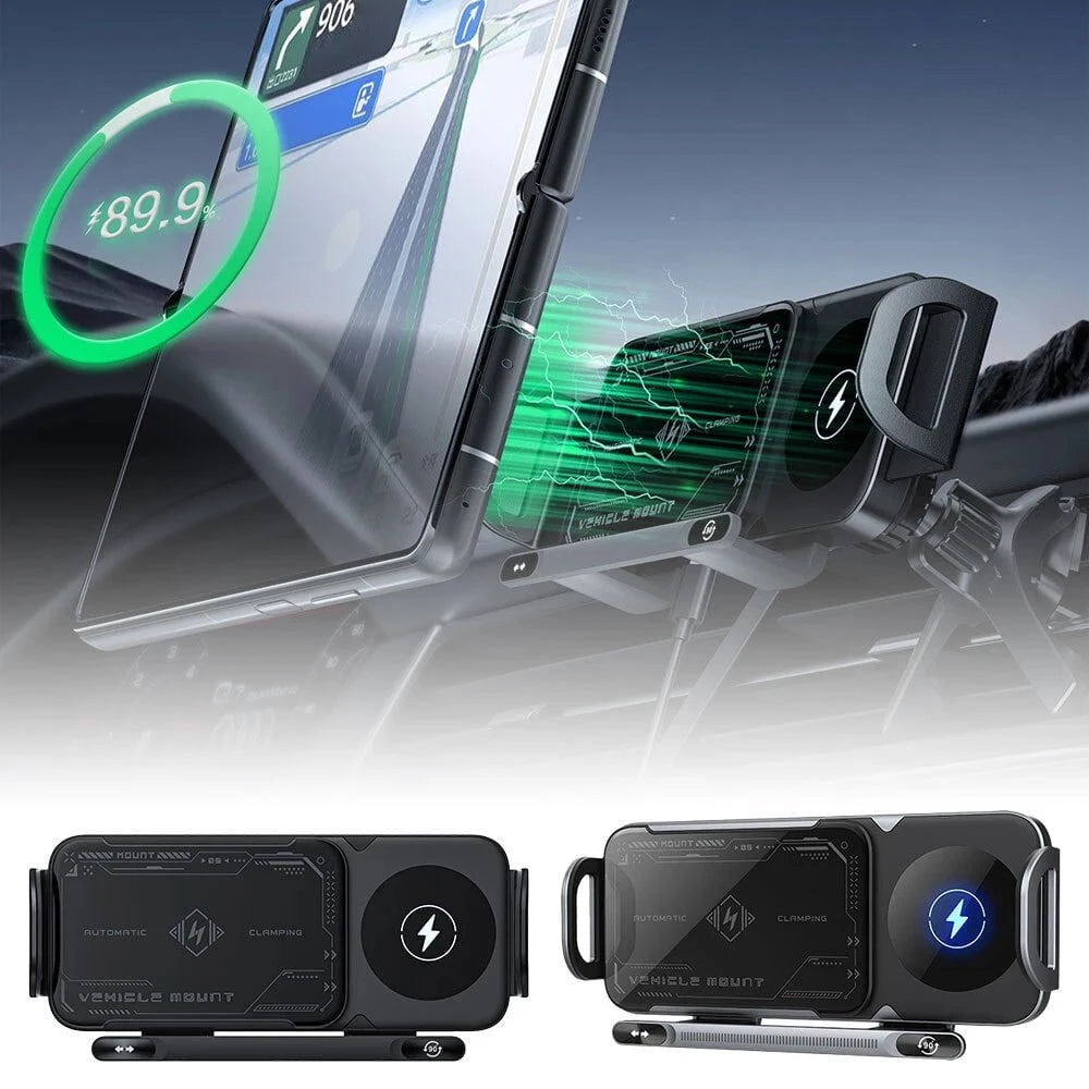 BlissWay MagCharge 90| 15W Wireless Car Charger | Auto-Rotating Phone Mount