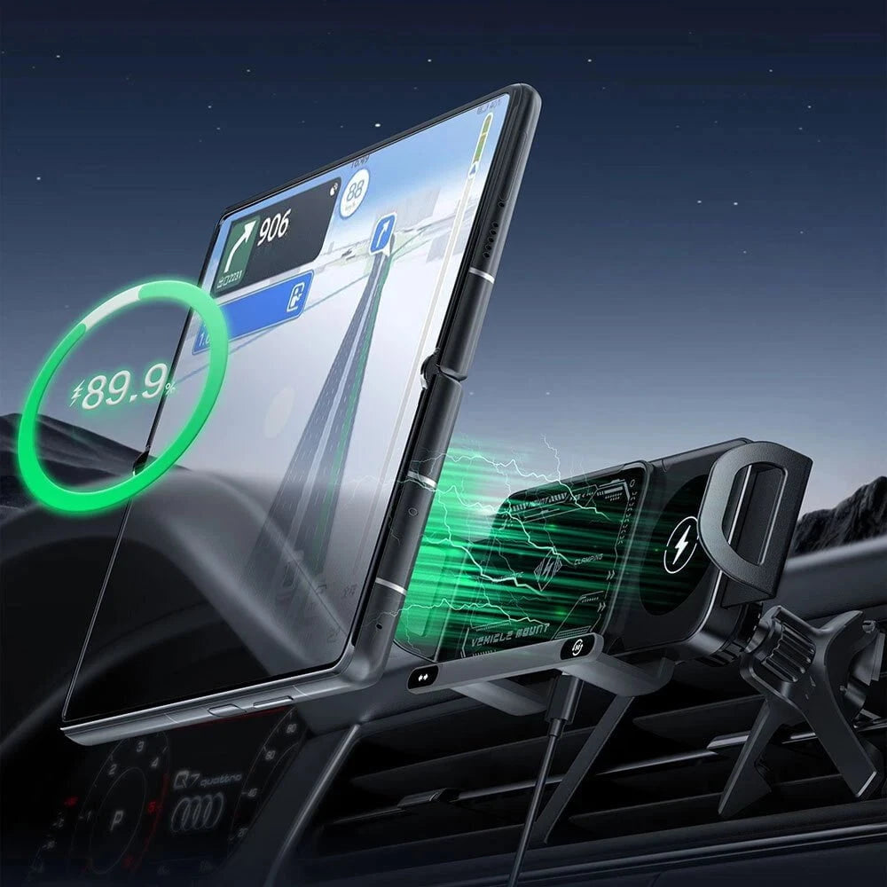 BlissWay MagCharge 90| 15W Wireless Car Charger | Auto-Rotating Phone Mount