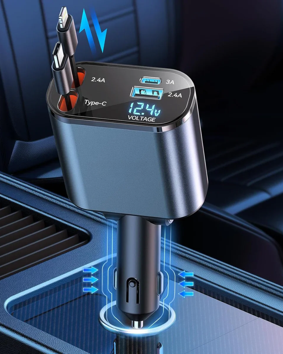 4 IN 1 Retractable Car Charger