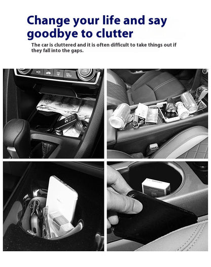 Seat Gap Organizer, Multifunctional Seat Gap Storage Box with USB Car Charger, Car Seat Pockets with Led Light, Car Seat Gap Filler with Cup Holder