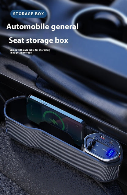 Seat Gap Organizer, Multifunctional Seat Gap Storage Box with USB Car Charger, Car Seat Pockets with Led Light, Car Seat Gap Filler with Cup Holder