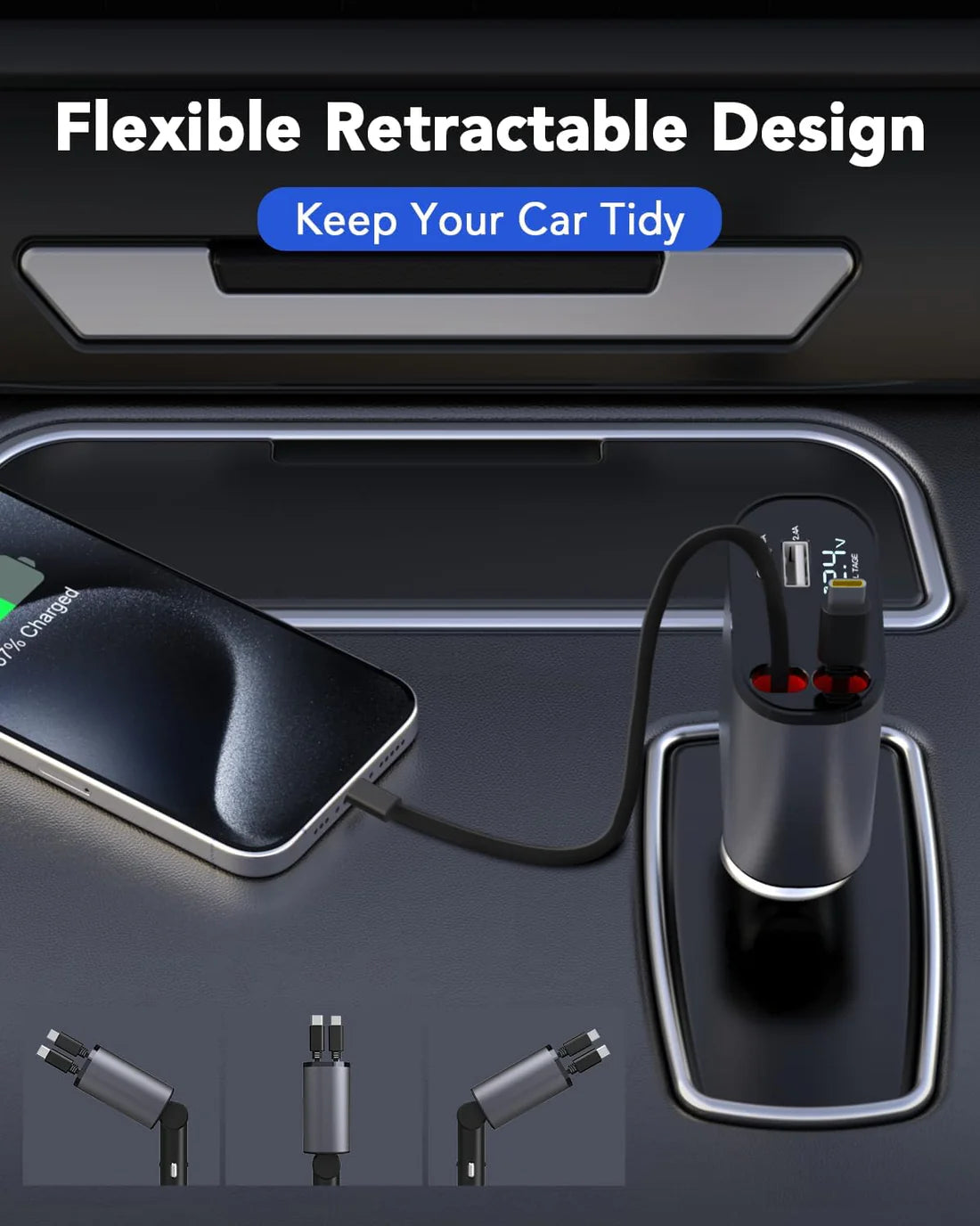 4 IN 1 Retractable Car Charger