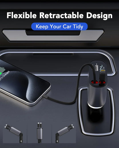 4 IN 1 Retractable Car Charger