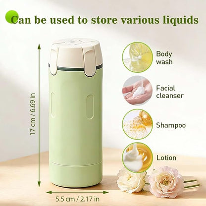 Tavelfill 4-in-1 Travel Dispenser Bottle for Toiletries - Refillable, Leak Proof, Portable Containers for Shampoo Lotion Conditioner Cream - Transparent with Scale and Label - for Business Trips Gym