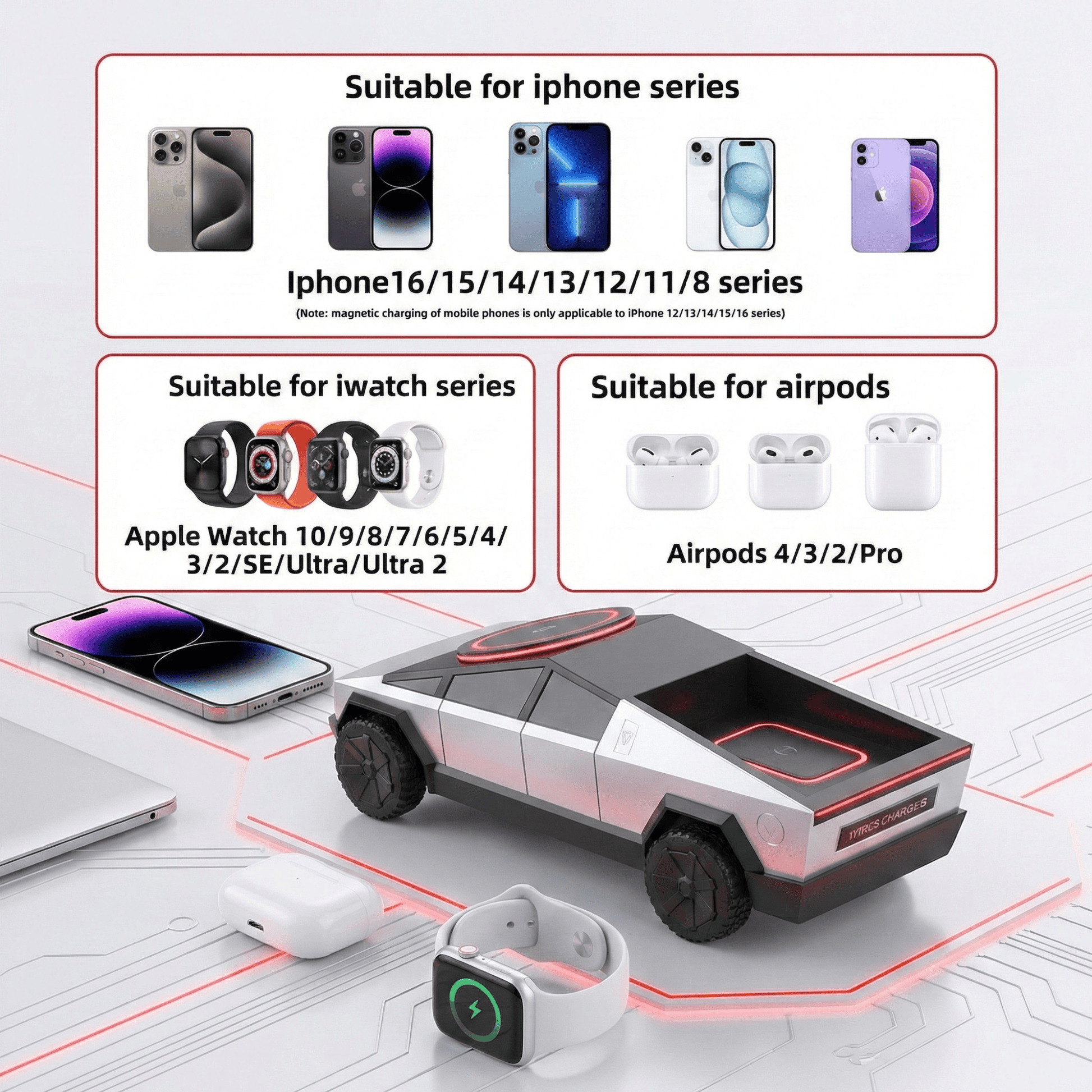 Cyber Charge T3 3-in-1 Wireless Dock Charger