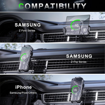 BlissWay MagCharge 90| 15W Wireless Car Charger | Auto-Rotating Phone Mount