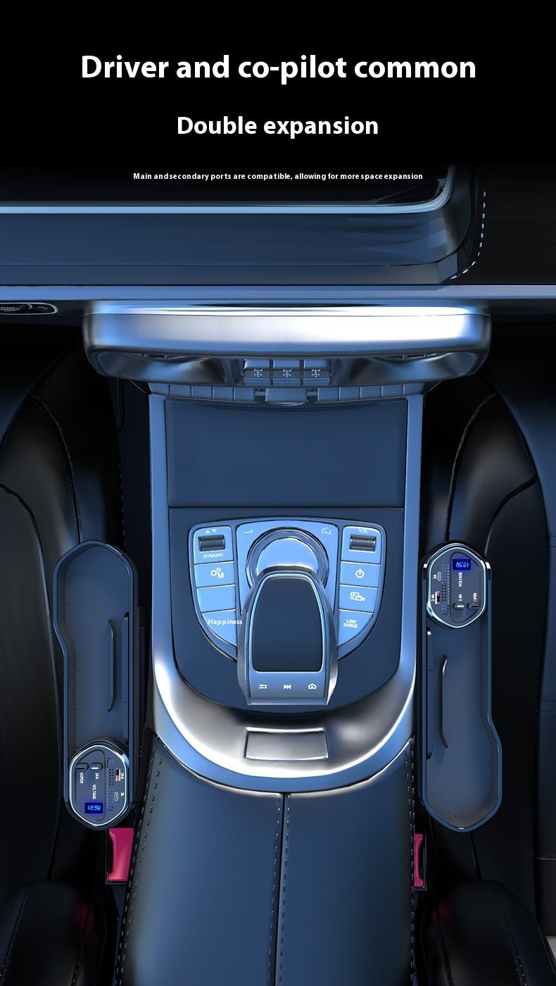 Seat Gap Organizer, Multifunctional Seat Gap Storage Box with USB Car Charger, Car Seat Pockets with Led Light, Car Seat Gap Filler with Cup Holder