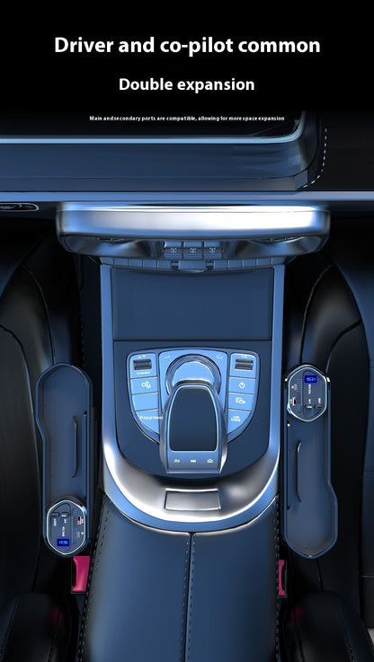Seat Gap Organizer, Multifunctional Seat Gap Storage Box with USB Car Charger, Car Seat Pockets with Led Light, Car Seat Gap Filler with Cup Holder