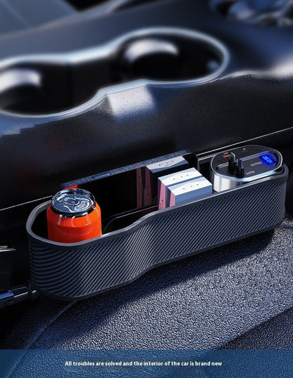Seat Gap Organizer, Multifunctional Seat Gap Storage Box with USB Car Charger, Car Seat Pockets with Led Light, Car Seat Gap Filler with Cup Holder