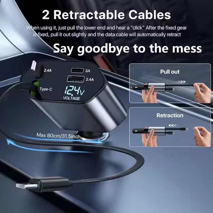 4 IN 1 Retractable Car Charger