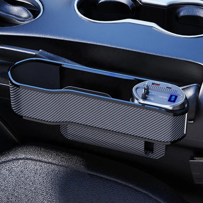 Seat Gap Organizer, Multifunctional Seat Gap Storage Box with USB Car Charger, Car Seat Pockets with Led Light, Car Seat Gap Filler with Cup Holder