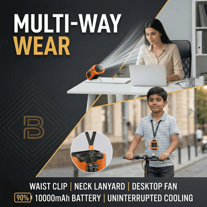 FrostClip Turbo — 3-in-1 Waist Fan, 10,000mAh Powerbank & LED Torch