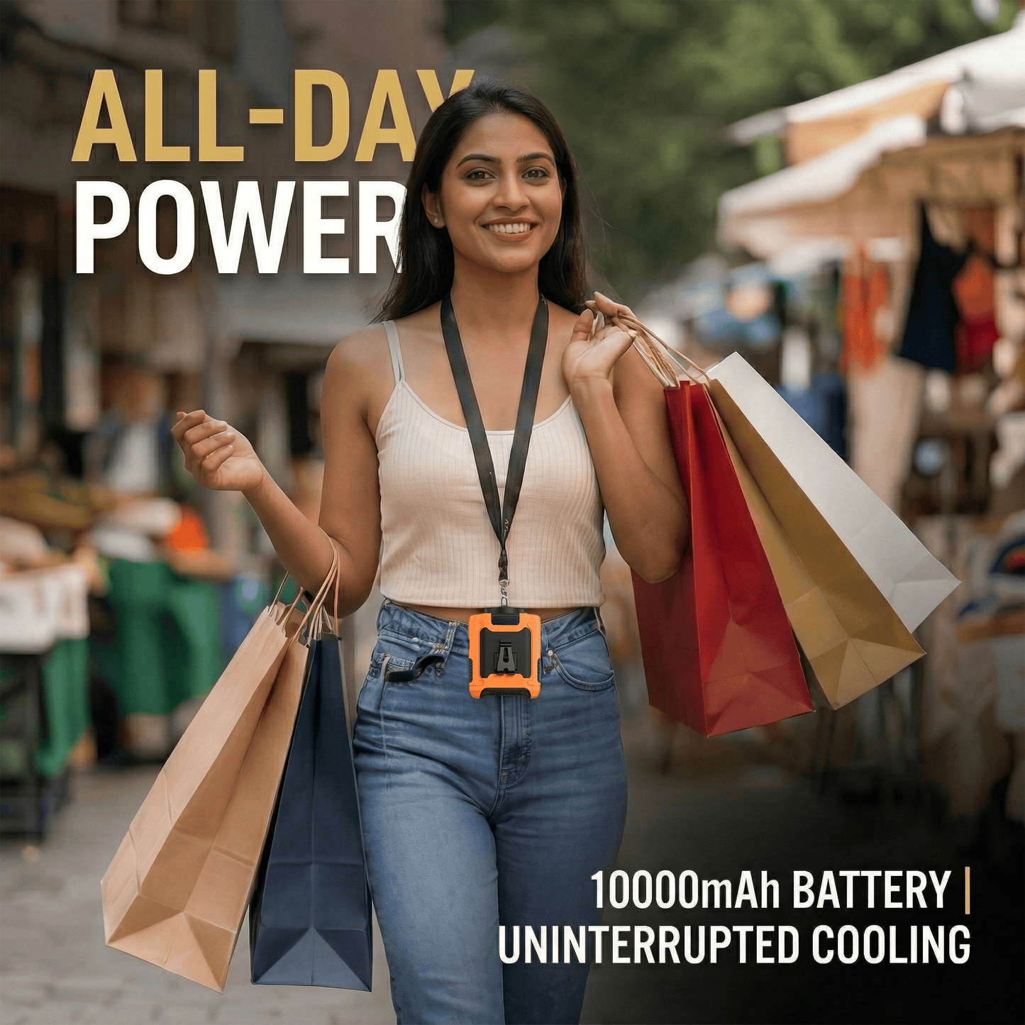 FrostClip Turbo — 3-in-1 Waist Fan, 10,000mAh Powerbank & LED Torch
