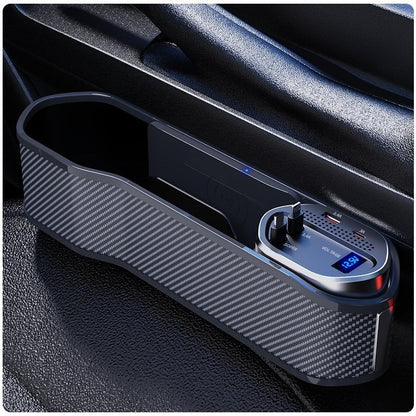 Seat Gap Organizer, Multifunctional Seat Gap Storage Box with USB Car Charger, Car Seat Pockets with Led Light, Car Seat Gap Filler with Cup Holder