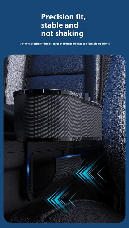 Seat Gap Organizer, Multifunctional Seat Gap Storage Box with USB Car Charger, Car Seat Pockets with Led Light, Car Seat Gap Filler with Cup Holder