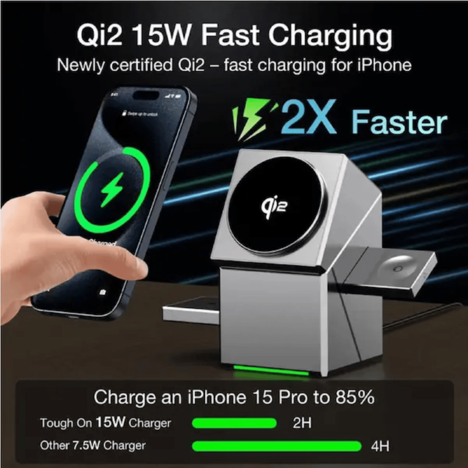 MagCube | 3 - in - 1 Wireless Charging Station (Qi2 Certified) - Blissway