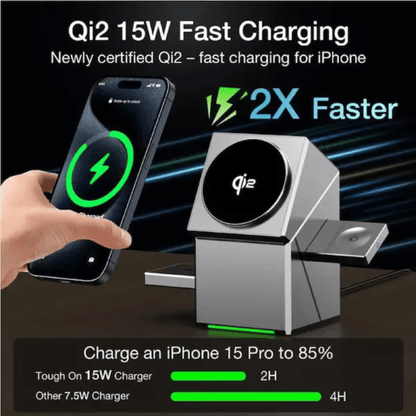 MagCube | 3 - in - 1 Wireless Charging Station (Qi2 Certified) - Blissway