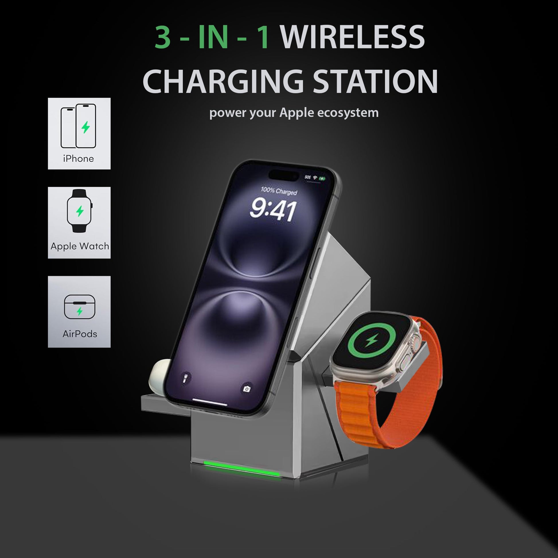 MagCube | 3 - in - 1 Wireless Charging Station (Qi2 Certified) - Blissway