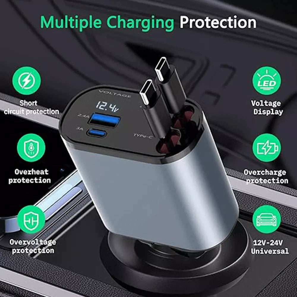 4 IN 1 Retractable Car Charger