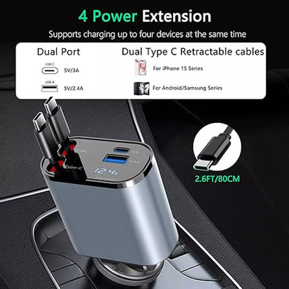 4 IN 1 Retractable Car Charger