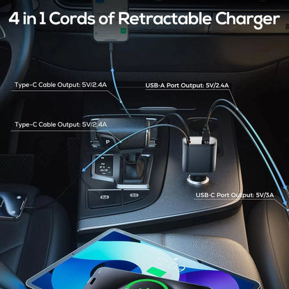 4 IN 1 Retractable Car Charger