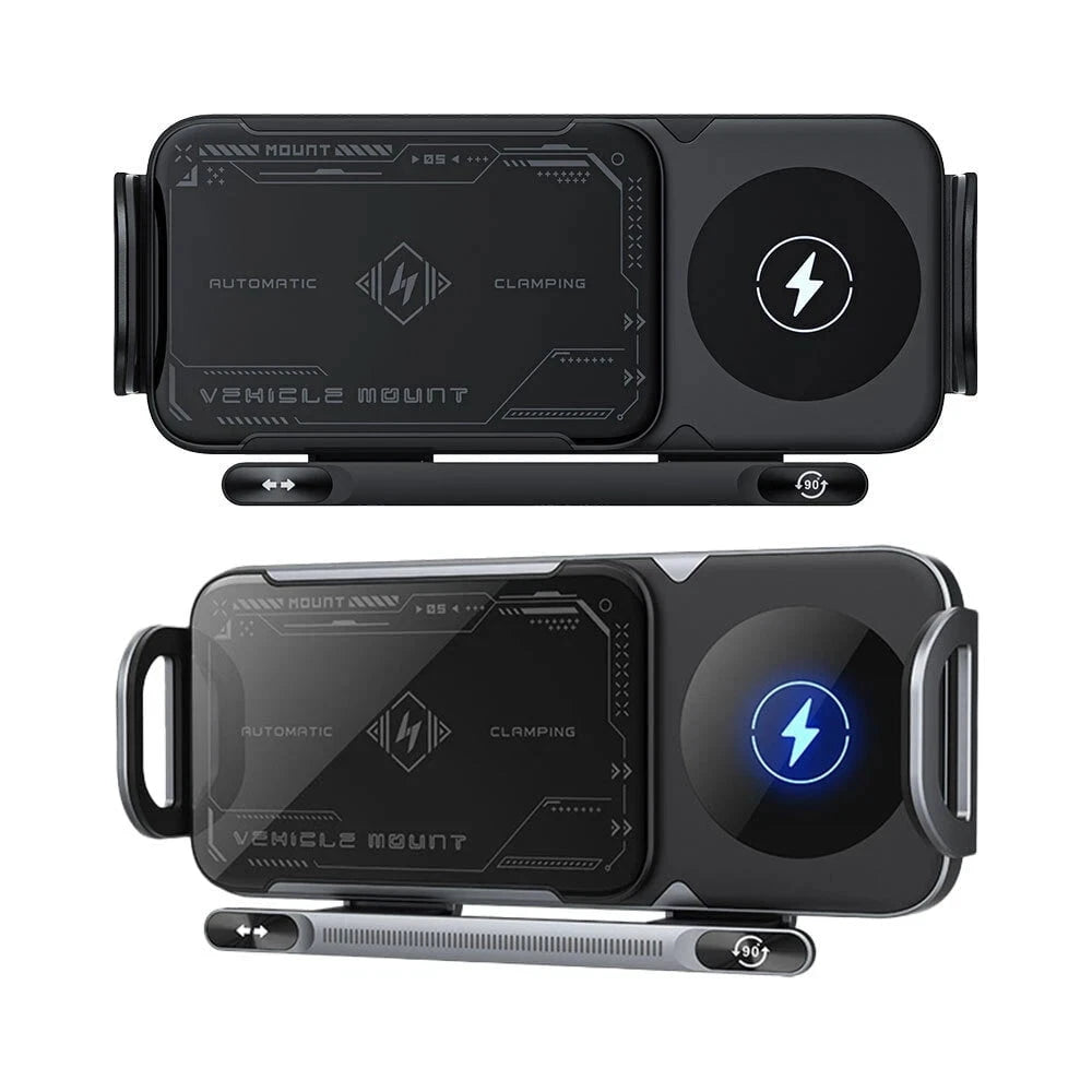 BlissWay MagCharge 90| 15W Wireless Car Charger | Auto-Rotating Phone Mount