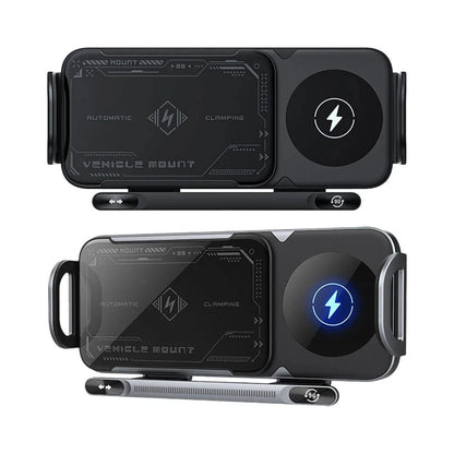 BlissWay MagCharge 90| 15W Wireless Car Charger | Auto-Rotating Phone Mount