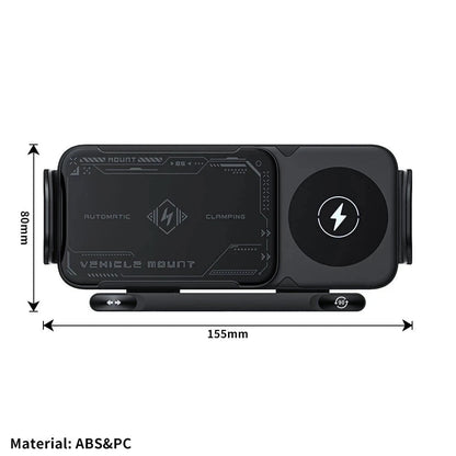 BlissWay MagCharge 90| 15W Wireless Car Charger | Auto-Rotating Phone Mount