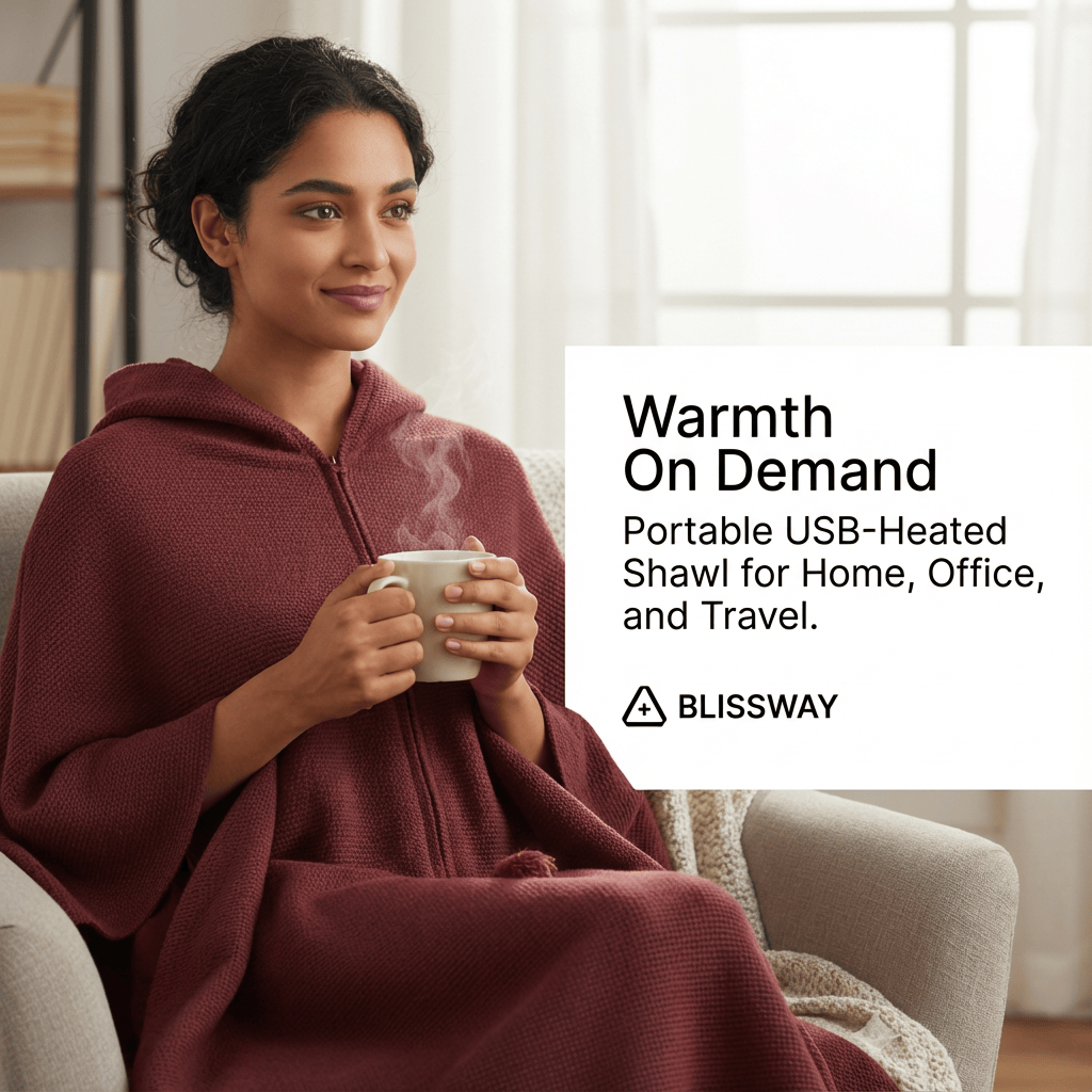 Portable USB Heated Shawl Heating Blanket Washable Leg Cover Shawl Electric Blanket